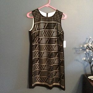Laser cut black and white dress